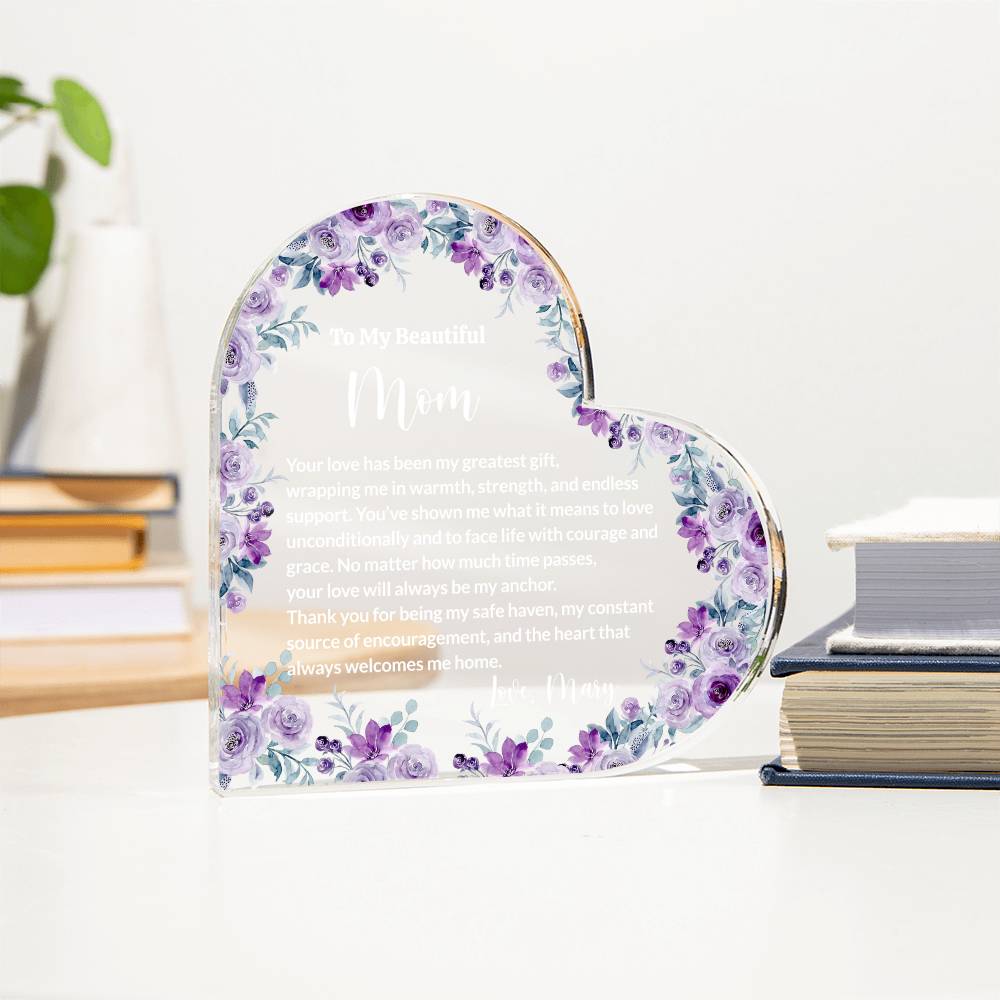 Mom Acrylic Heart Block