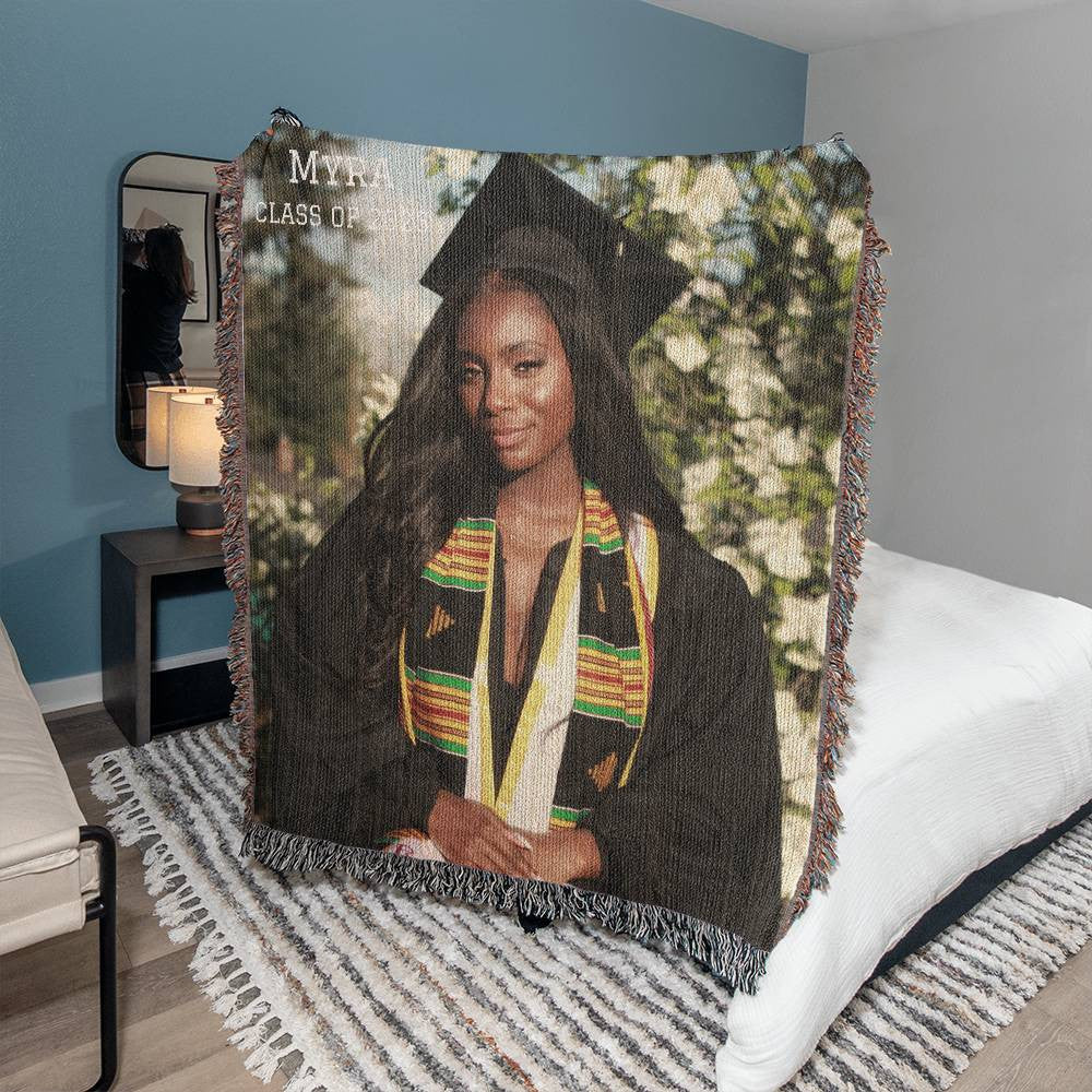 Graduation Blanket Woven Cotton Throw-[Heartfelt Family Gift]