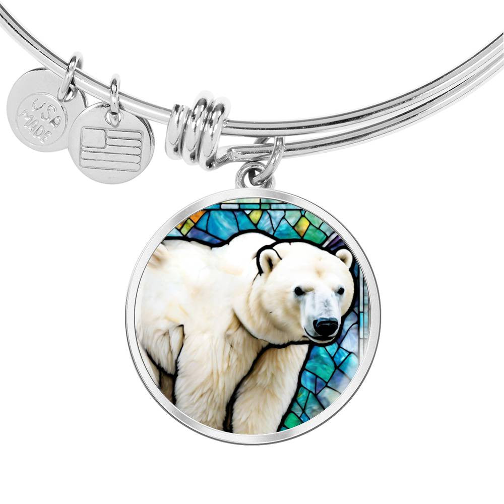 Polar Bear Necklace, Polar Bear Charm Bangle Bracelet, Polar Bear Jewelry, Gift for Polar Bear Lover, White polar bear, Polar Bear charm-[Heartfelt Family Gift]