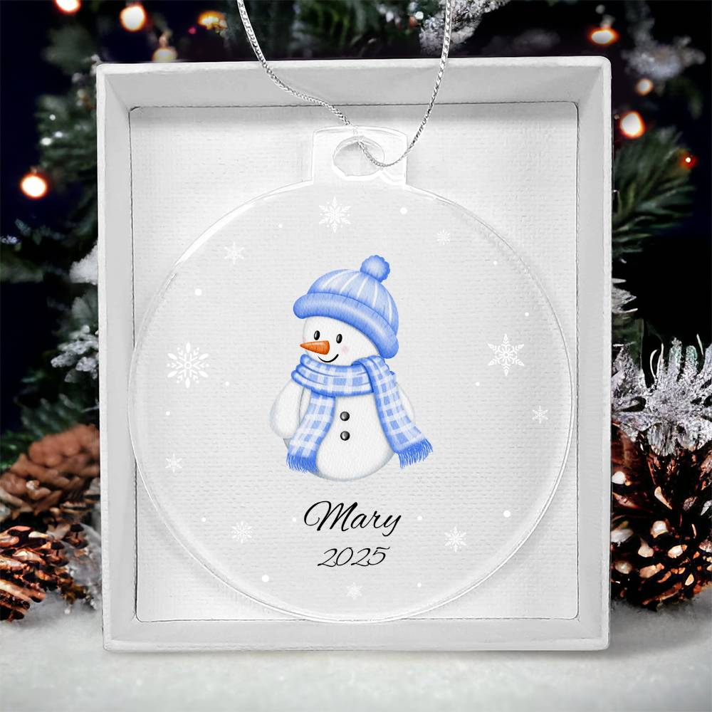 blue snowman christmas tree ornament Acrylic Ornament Plaque