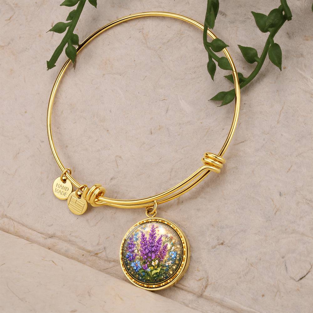 Lavender Flowers Personalized Engraved Necklace Bracelet or Keychain