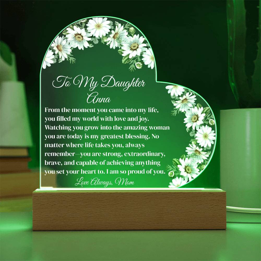 Personalized Daughter Lighted Acrylic Heart Plaque