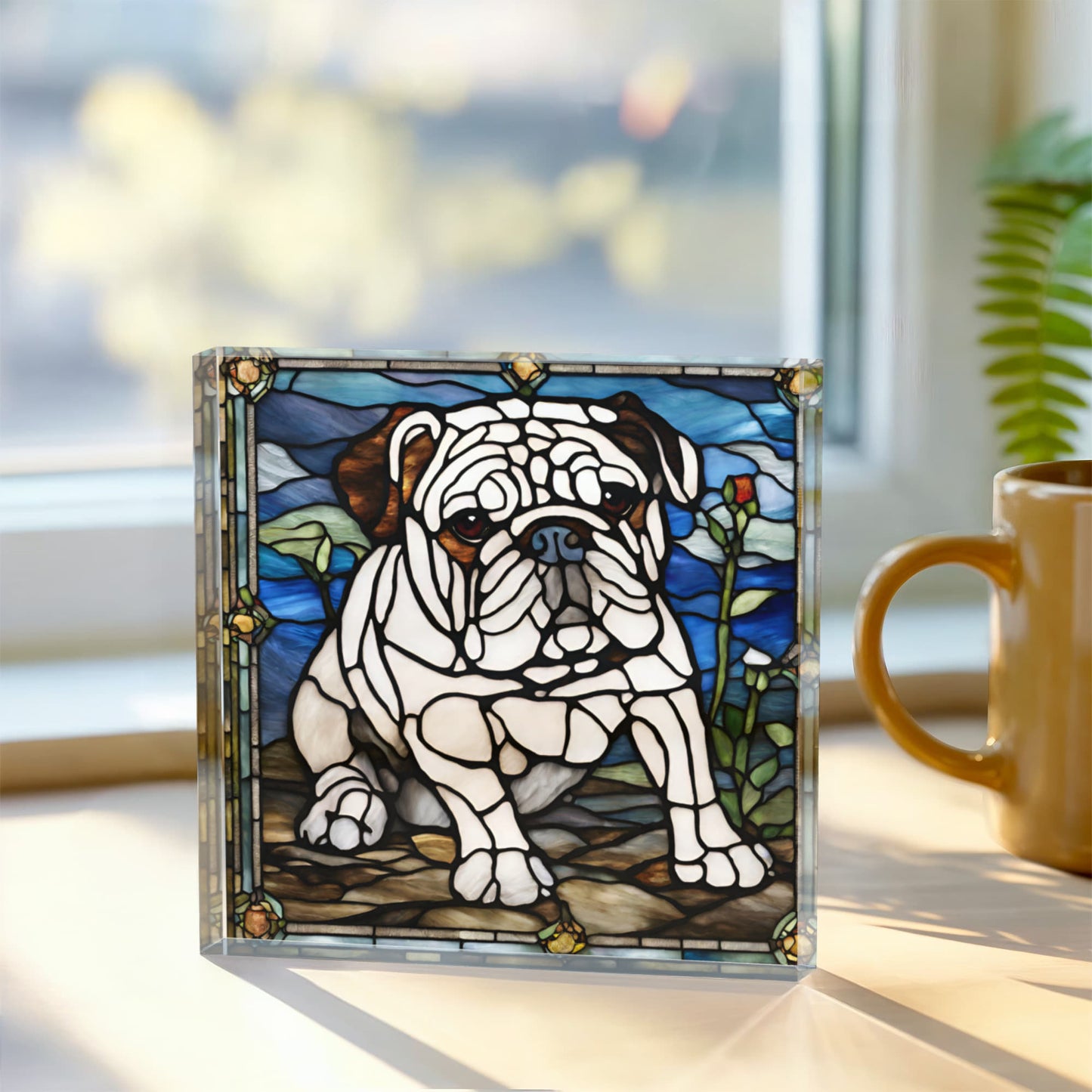 Bulldog Stained Glass Style Acrylic Decor