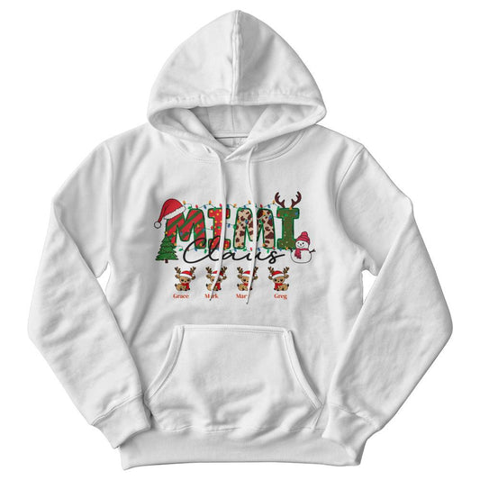 Personalized Mimi Claus Hooded Sweatshirt in Black or White-[Heartfelt Family Gift]