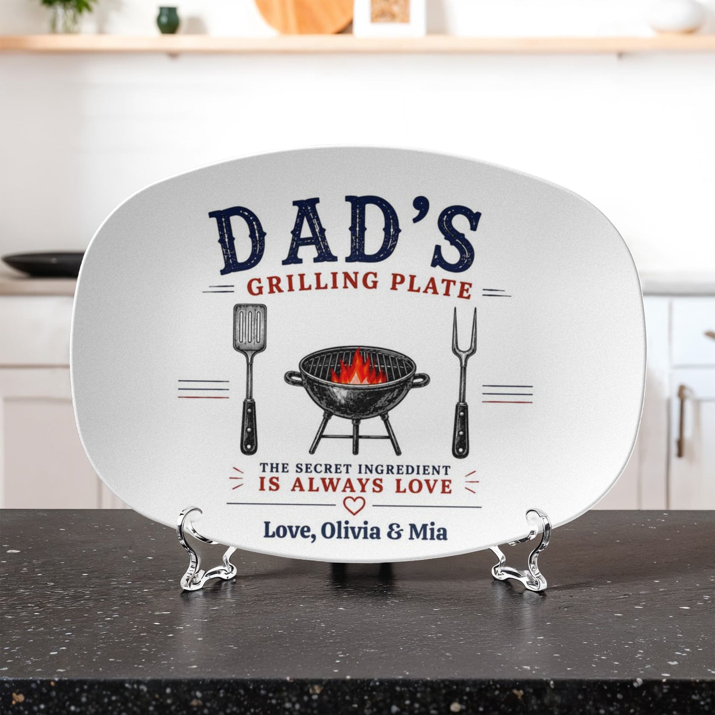 Personalized Dad Grilling Plate, Custom BBQ Gift, Father's Day Grill Platte from Kids, Gift for Grill Master