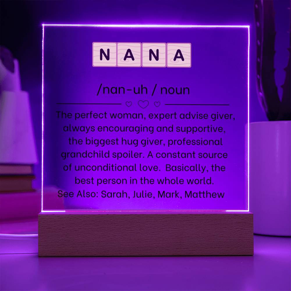 Custom Nana Acrylic Plaque Gift for Grandmother