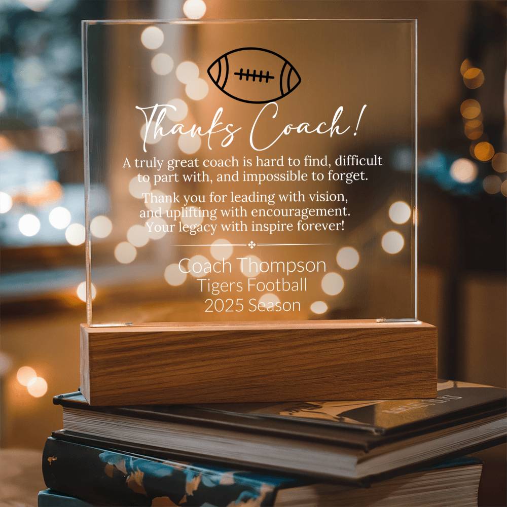 Football Coach Acrylic Square Plaque