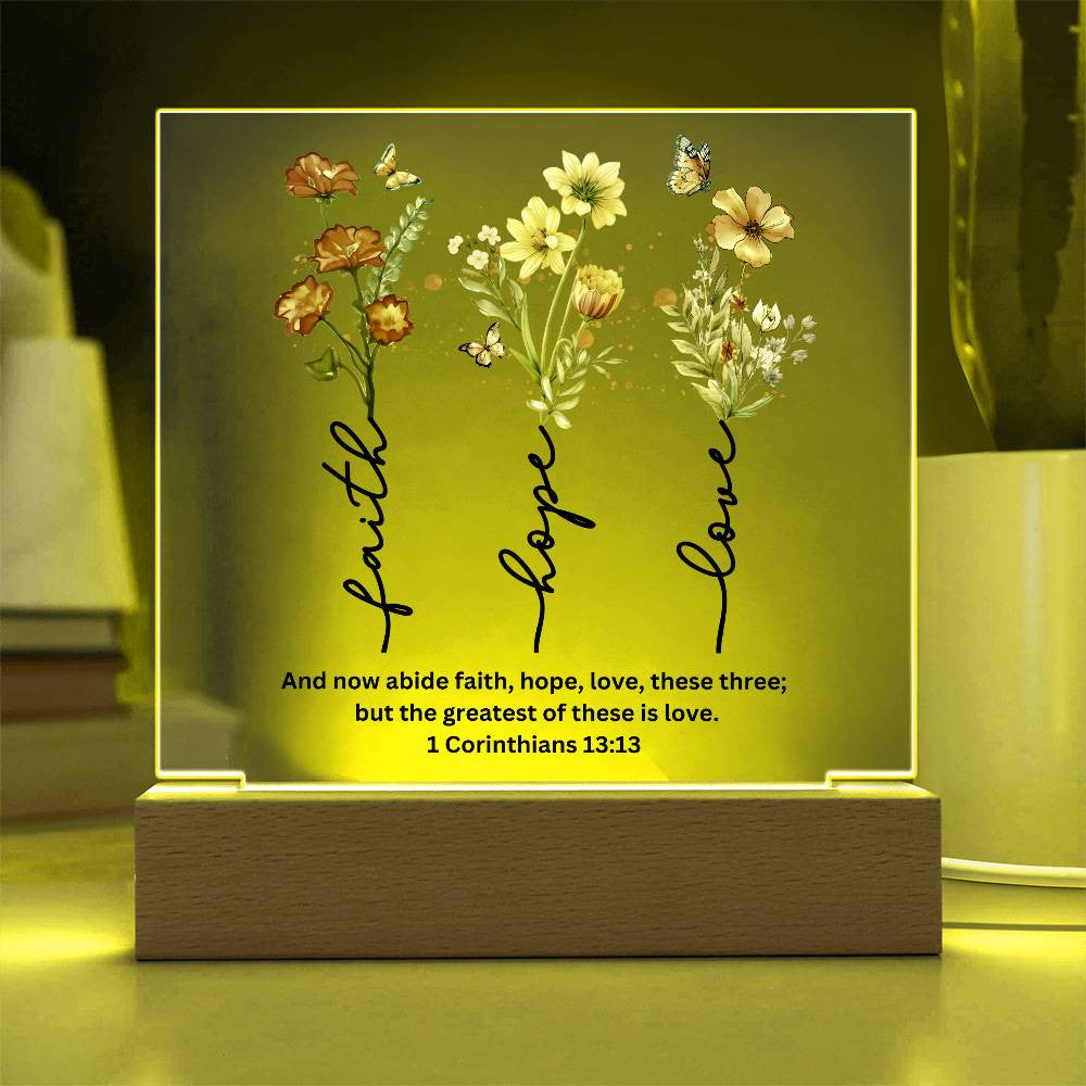 Faith Hope and Love Plaque Wedding Anniversary Gift-[Heartfelt Family Gift]