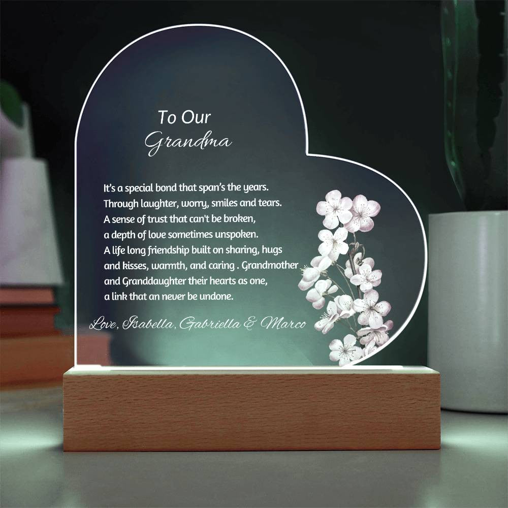 Grandmother LED Heart Plaque from Grandkids