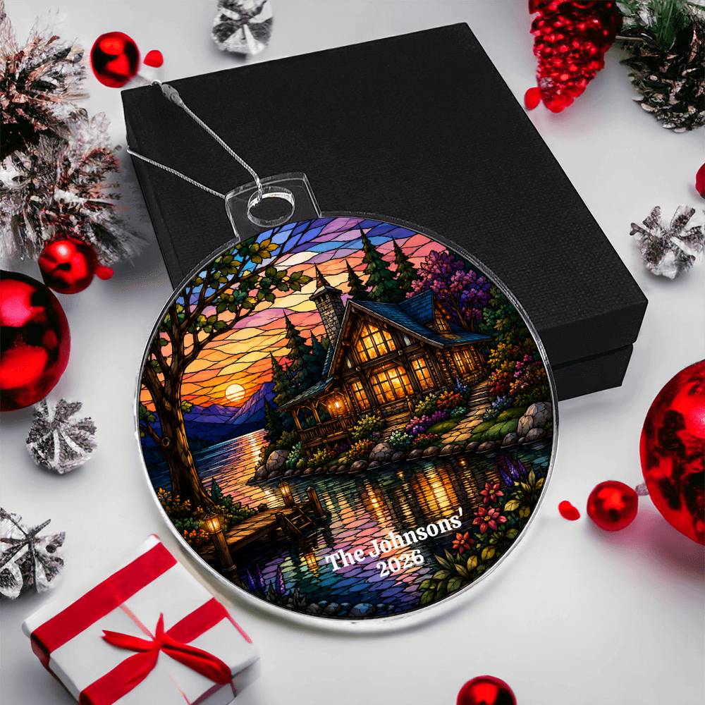 Personalized Lake House Christmas Ornament