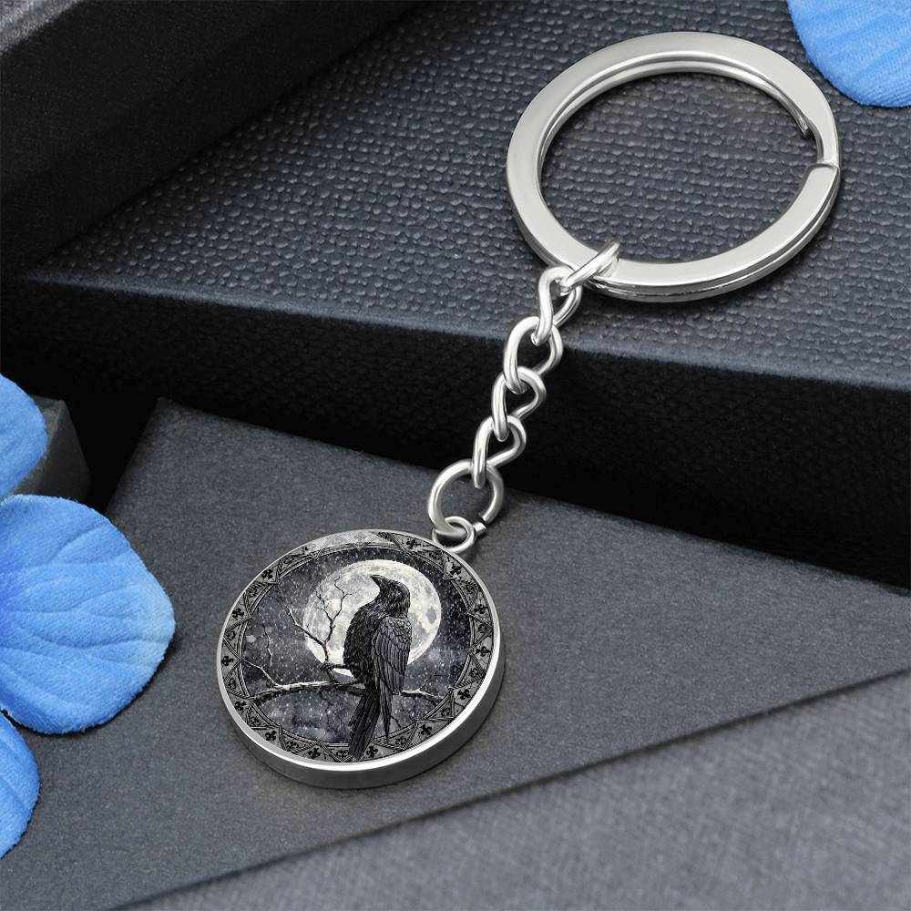 Black Crow Necklace, Personalized Engraved Jewelry, Raven Keychain, Gothic Gift, Unique Pendant, Spiritual Keepsake, Customizable