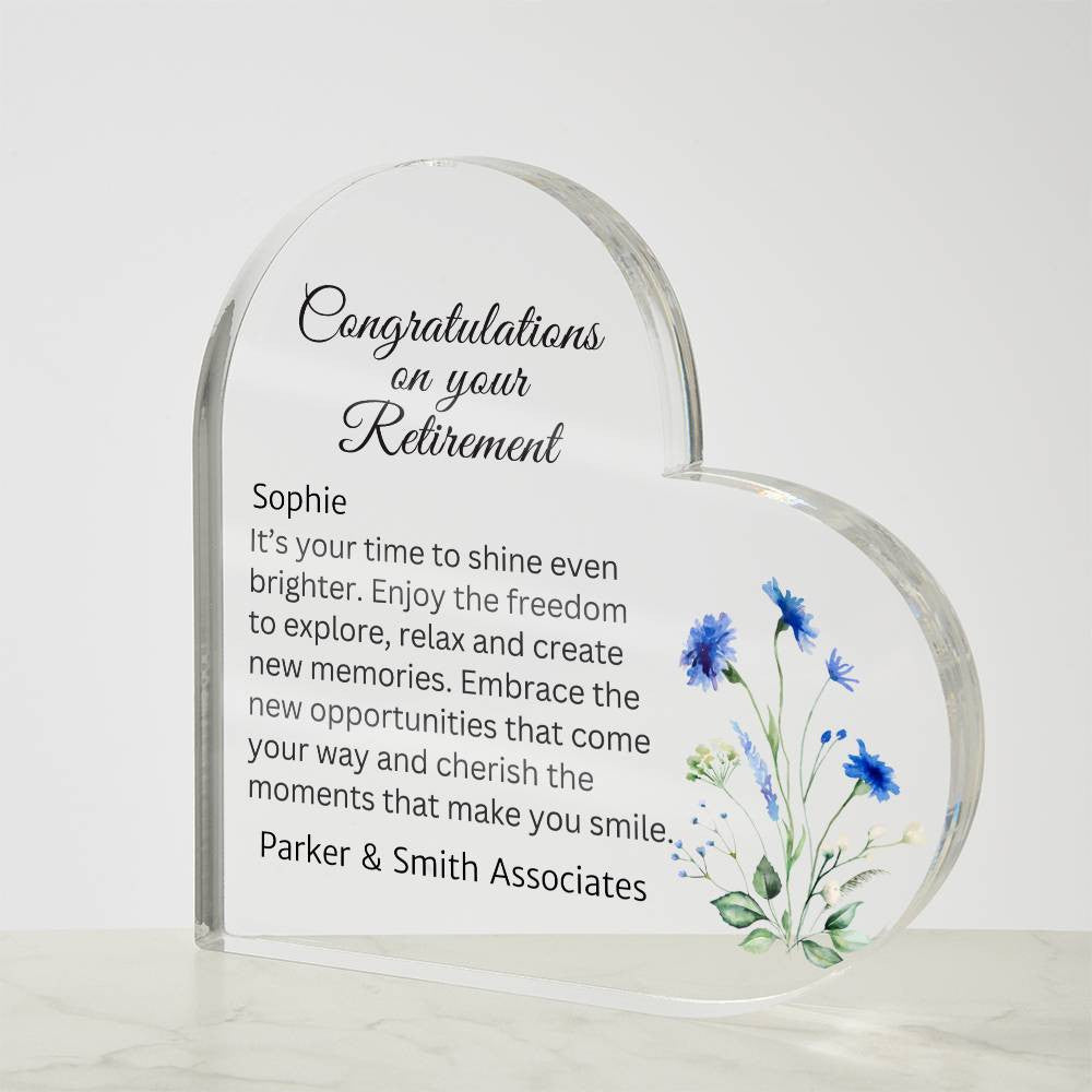 Retirement Acrylic Heart Plaque-[Heartfelt Family Gift]
