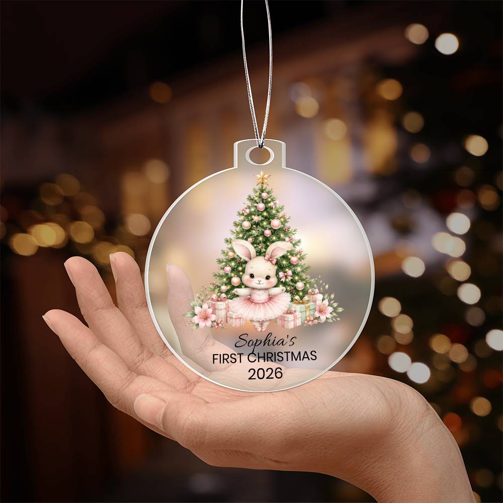 Ballet Bunny Kids Christmas Ornament