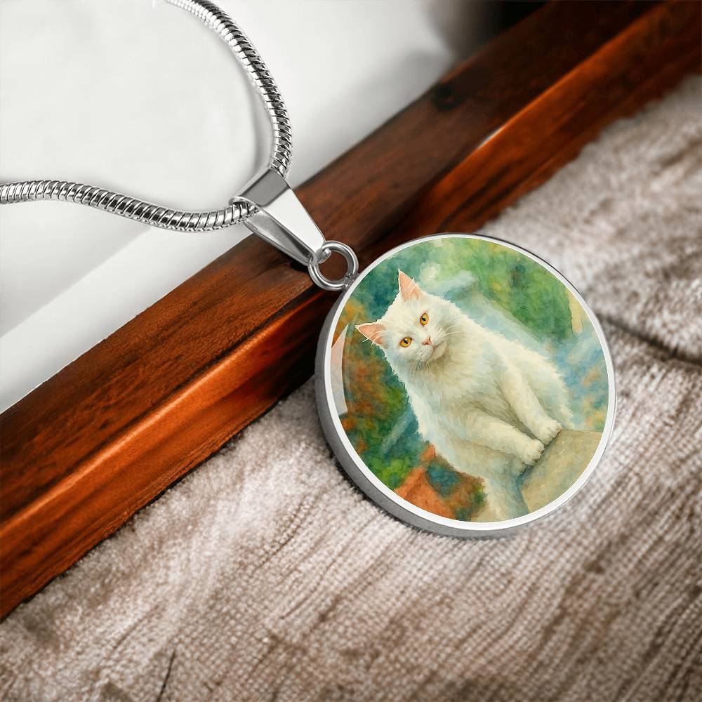 Personalized Watercolor Dog Portrait Necklace with Engraving