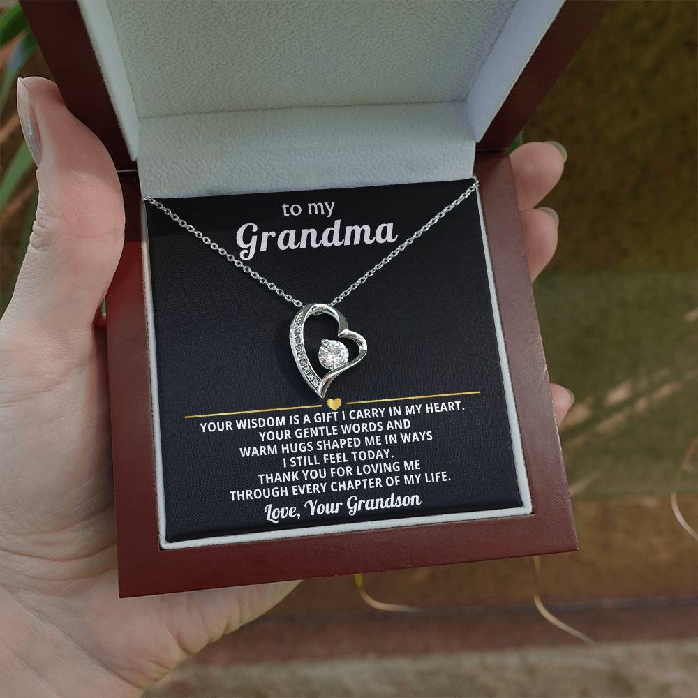 To My Grandma Necklace Gift from Granddaughter or Grandson