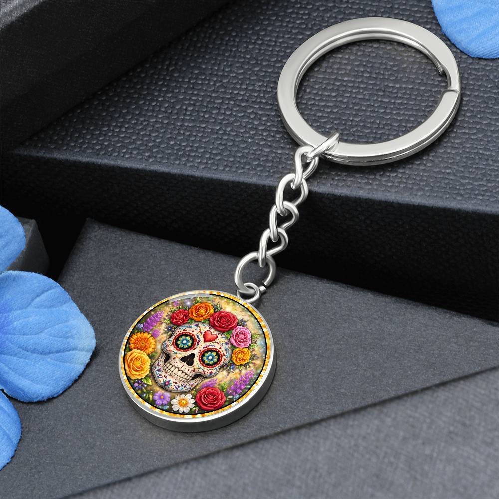 Sugar Skull Personalized Engraved Necklace Bracelet or Keychain