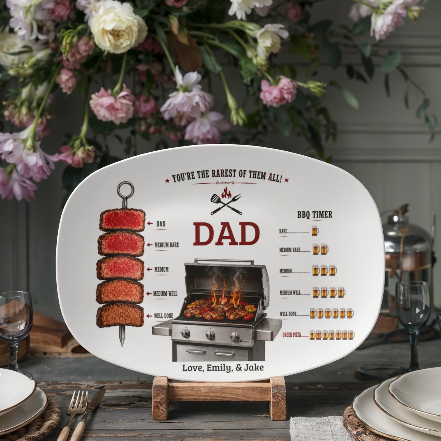 Rarest Dad Ever BBQ Plate, Funny Beer Loving Dad Platter, Personalized BBQ Gift, Grill Master Present, , Father’s Day Gift, BBQ Lover Plate
