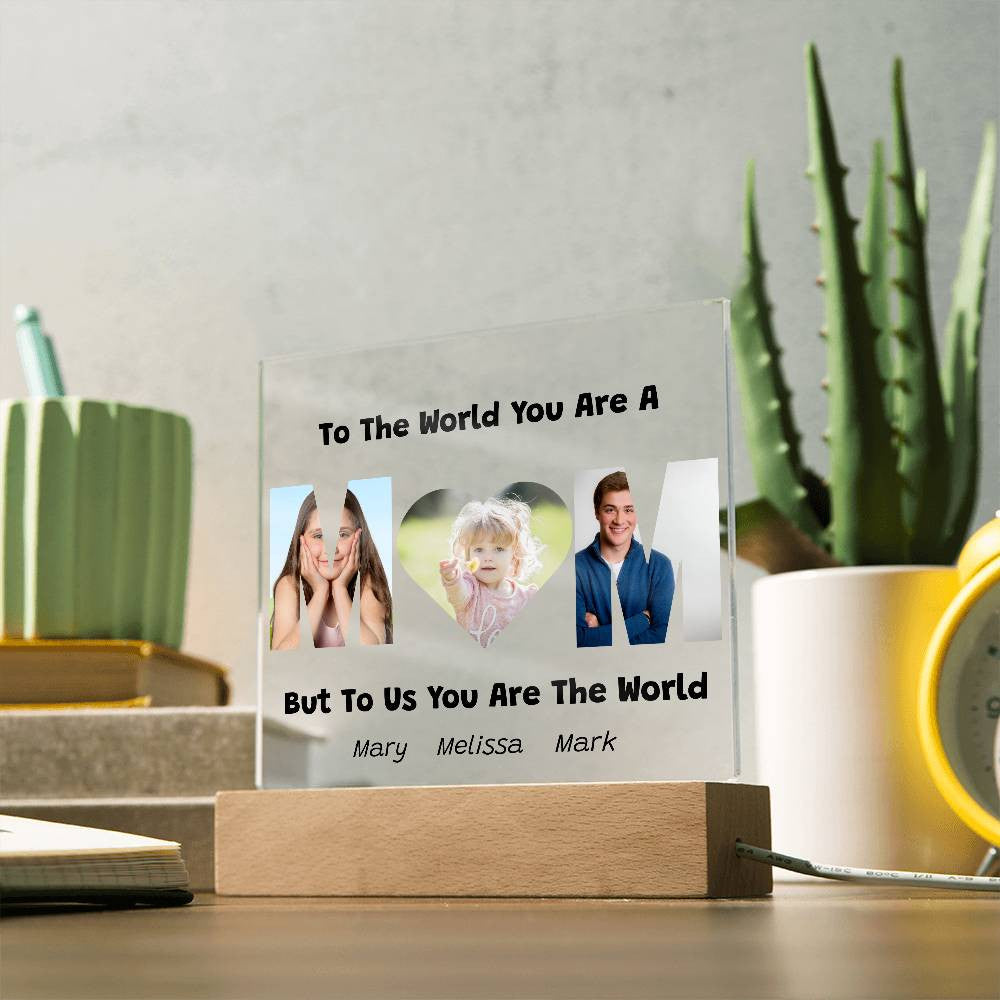 Mom Photo Acrylic Plaque with Kids Names-[Heartfelt Family Gift]
