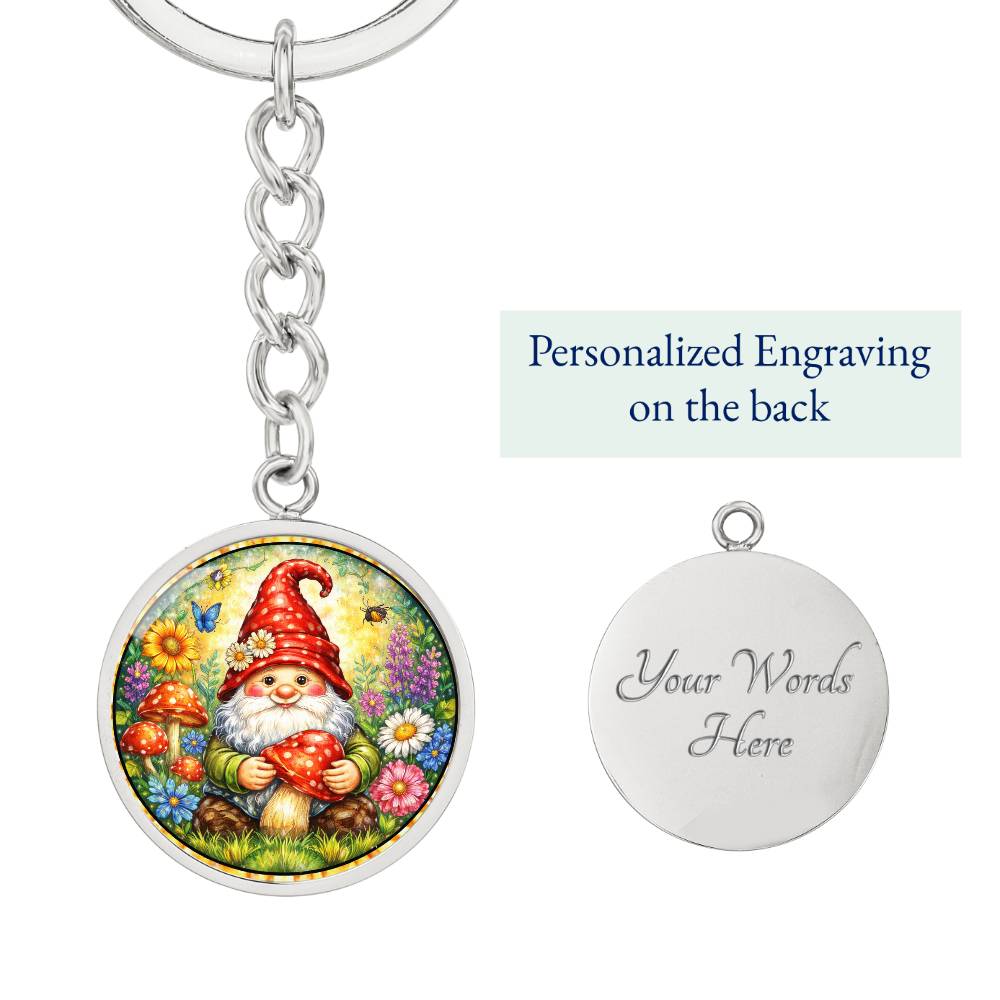 Garden Gnome Personalized Engraved Necklace Bracelet or Keychain