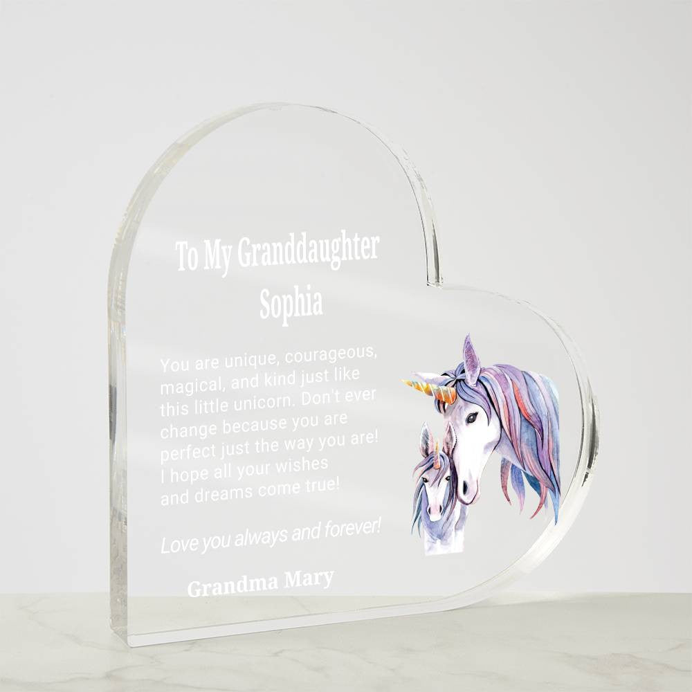 Granddaughter Unicorn Heart Plaque Gift-[Heartfelt Family Gift]