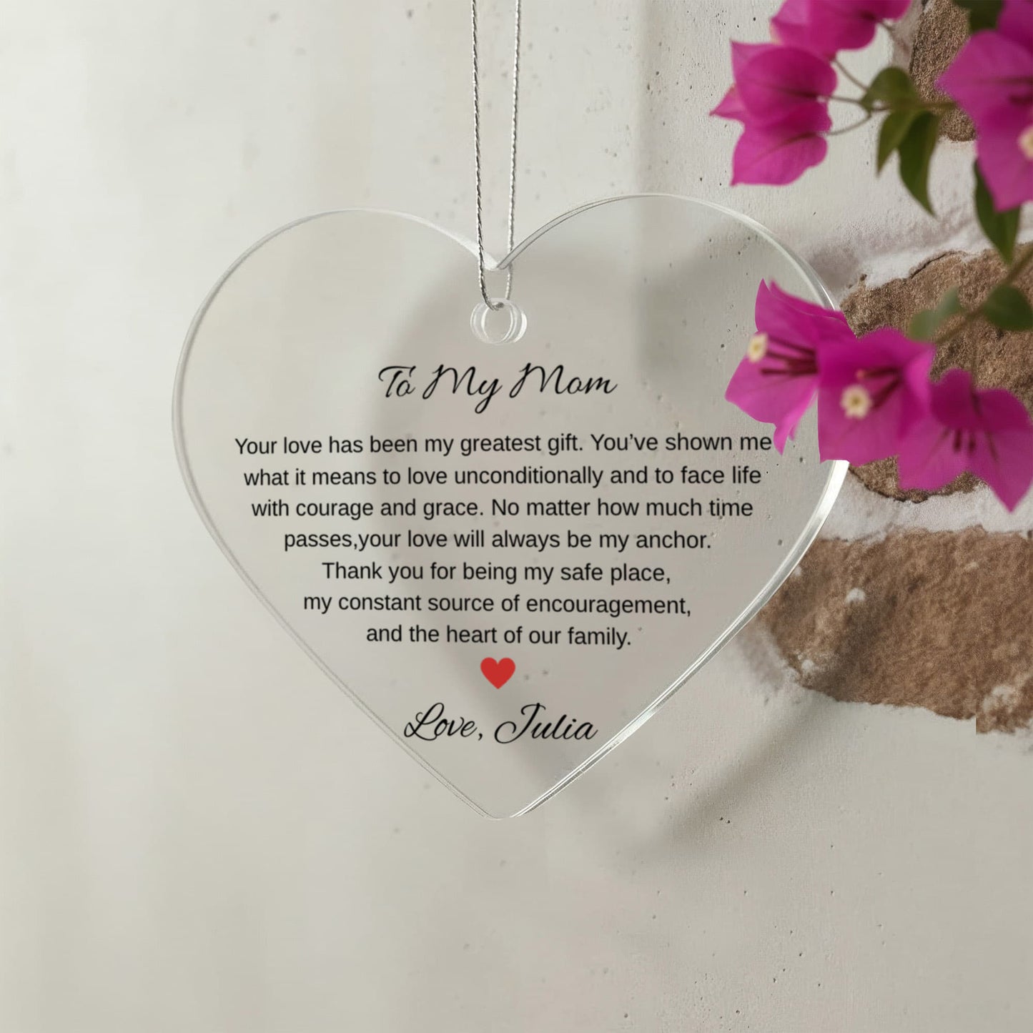 To My Mom Ceramic Heart Ornament