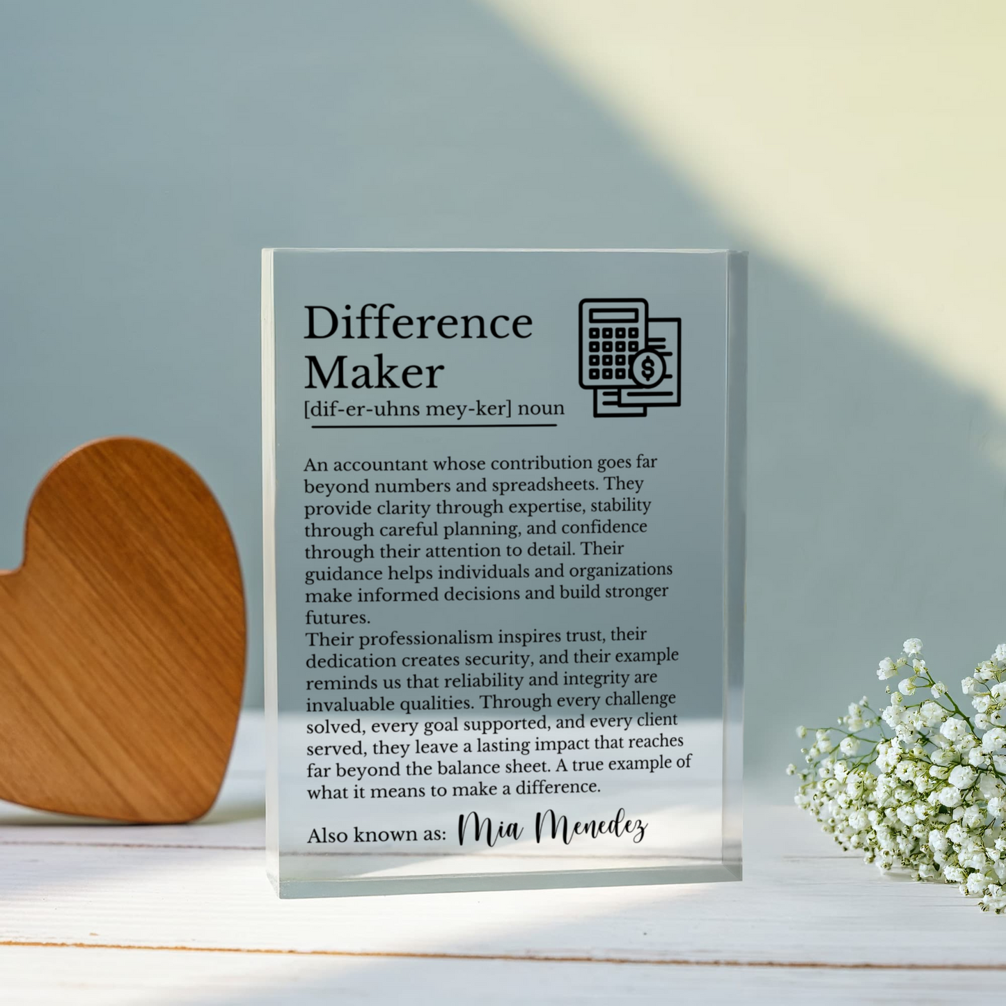 Accountant Difference Maker Plaque Appreciation Gift