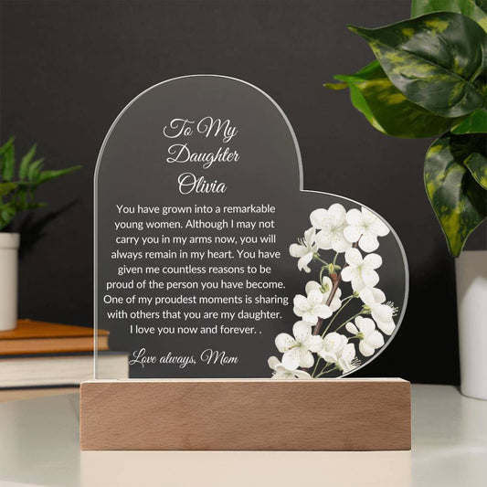Daughter Acrylic Heart Plaque LED