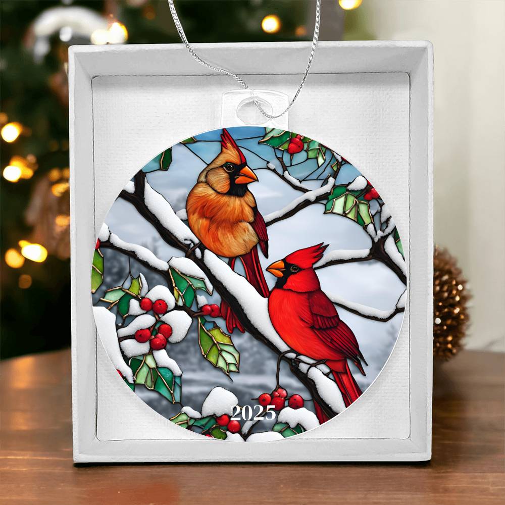 Cardinal Stained Glass Ornament