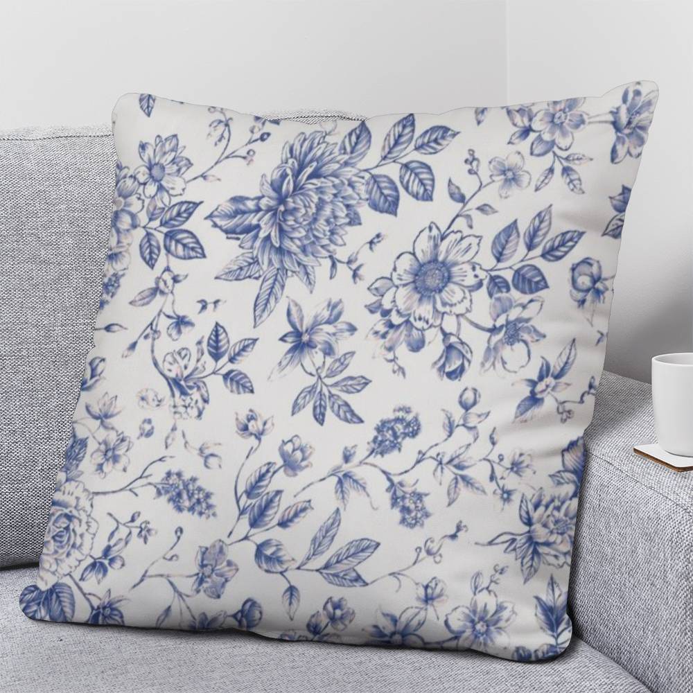 Toile de Jouy Woven Blanket, Blue Floral Tapestry Throw, French Country Decor, Floral Pattern Blanket, Gift for Loved Ones