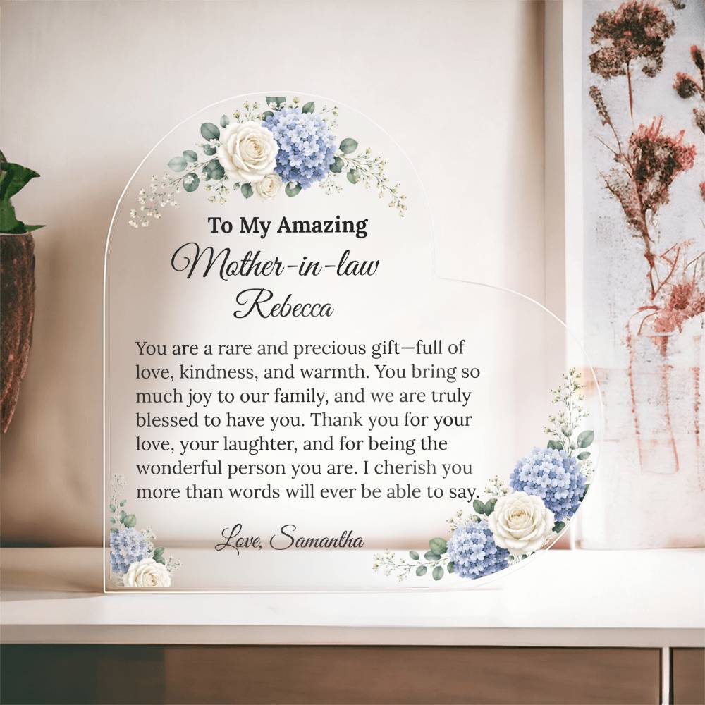 Personalized Mother in Law Heart Plaque