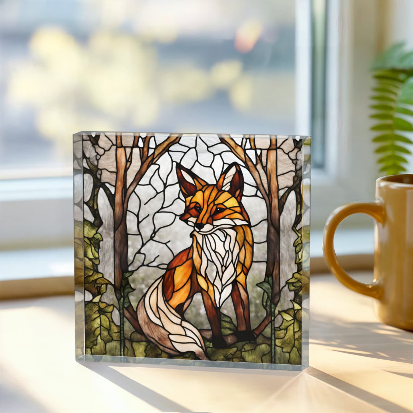 Fox Stained Glass Style Acrylic Decor