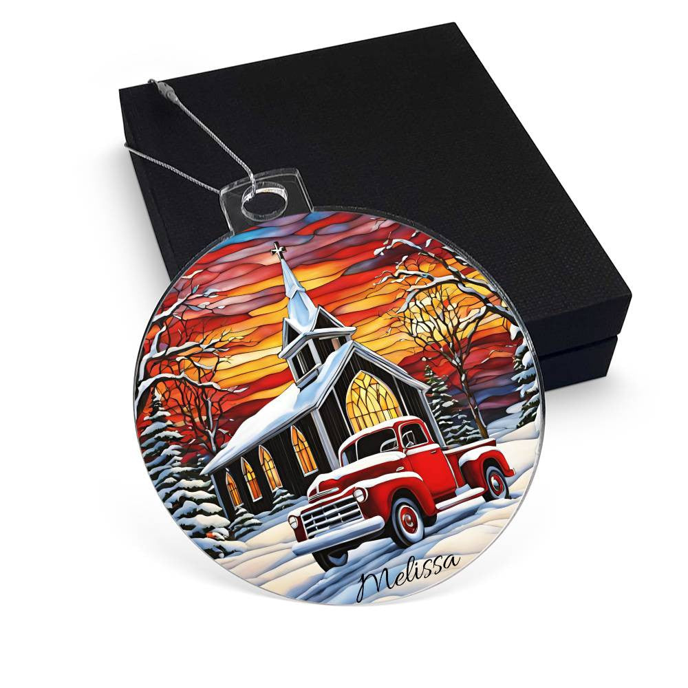 Country Christmas Red PIckup Truck Ornament-[Heartfelt Family Gift]