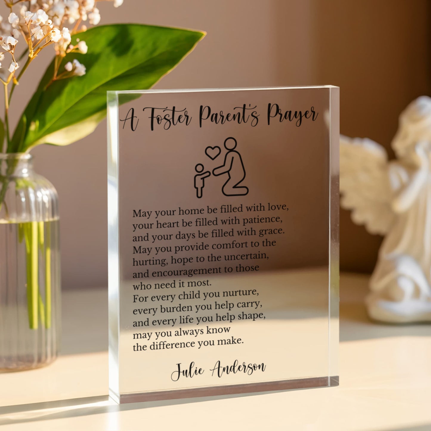 A Foster Parents Prayer Plaque, Premium Acrylic Gift for Foster Family, Personalized Prayer Decor