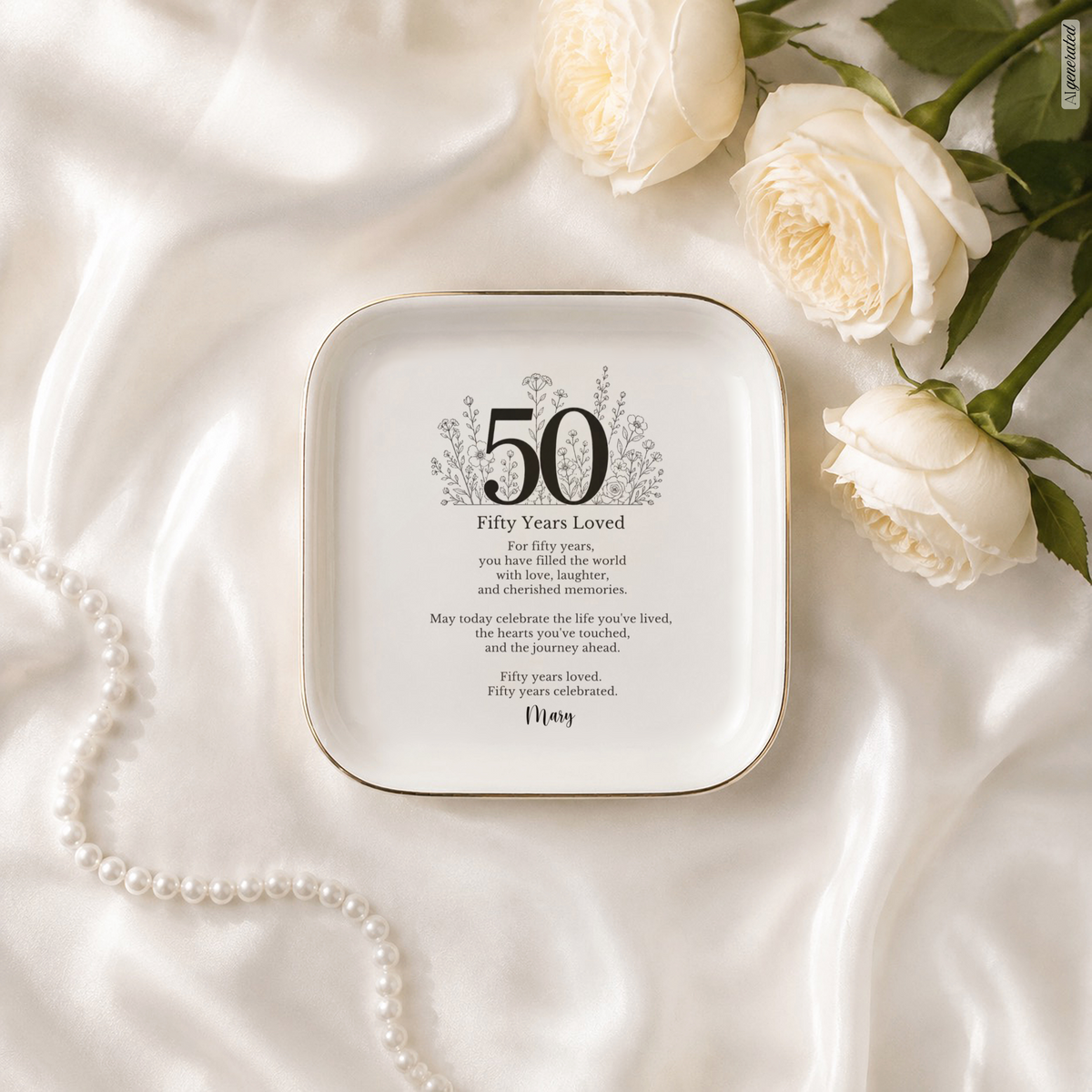 50th Birthday Jewelry Ring Dish