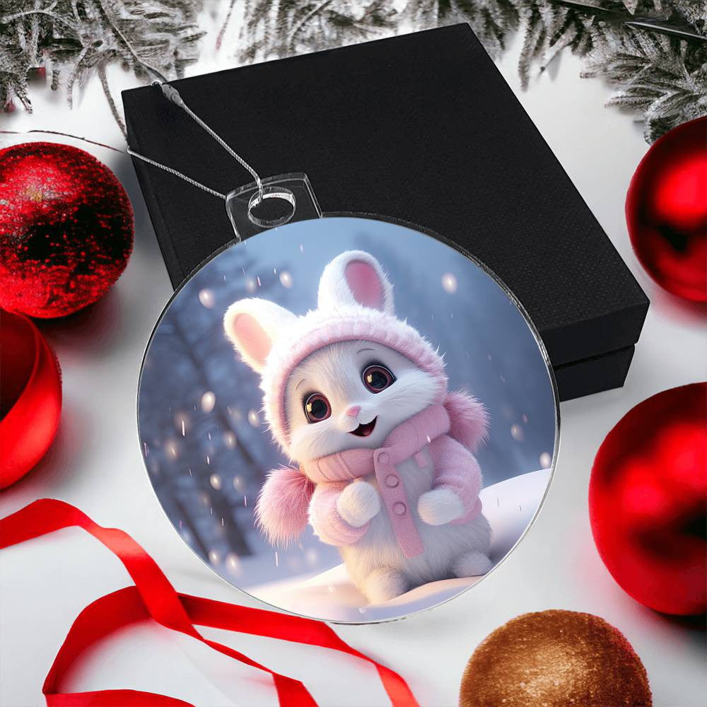 Bunny Acrylic Christmas Ornament-[Heartfelt Family Gift]