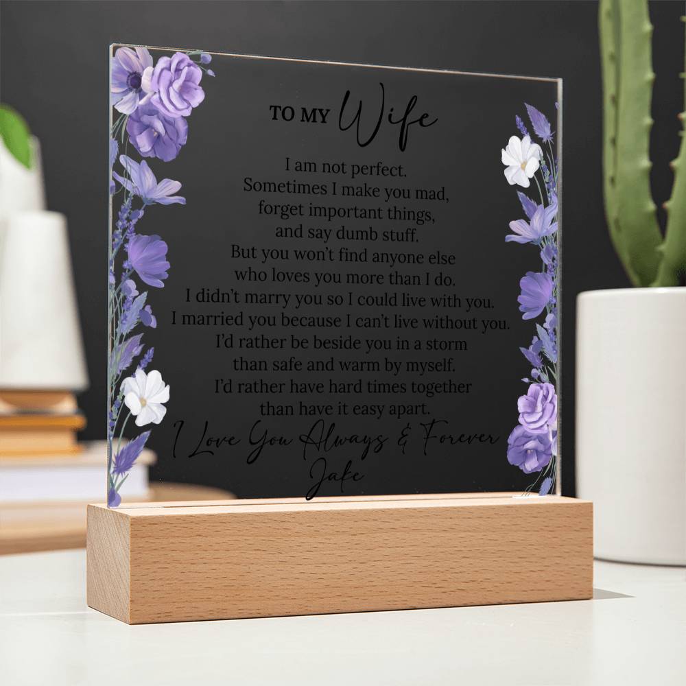 Personalized To My Wife Lighted Plaque