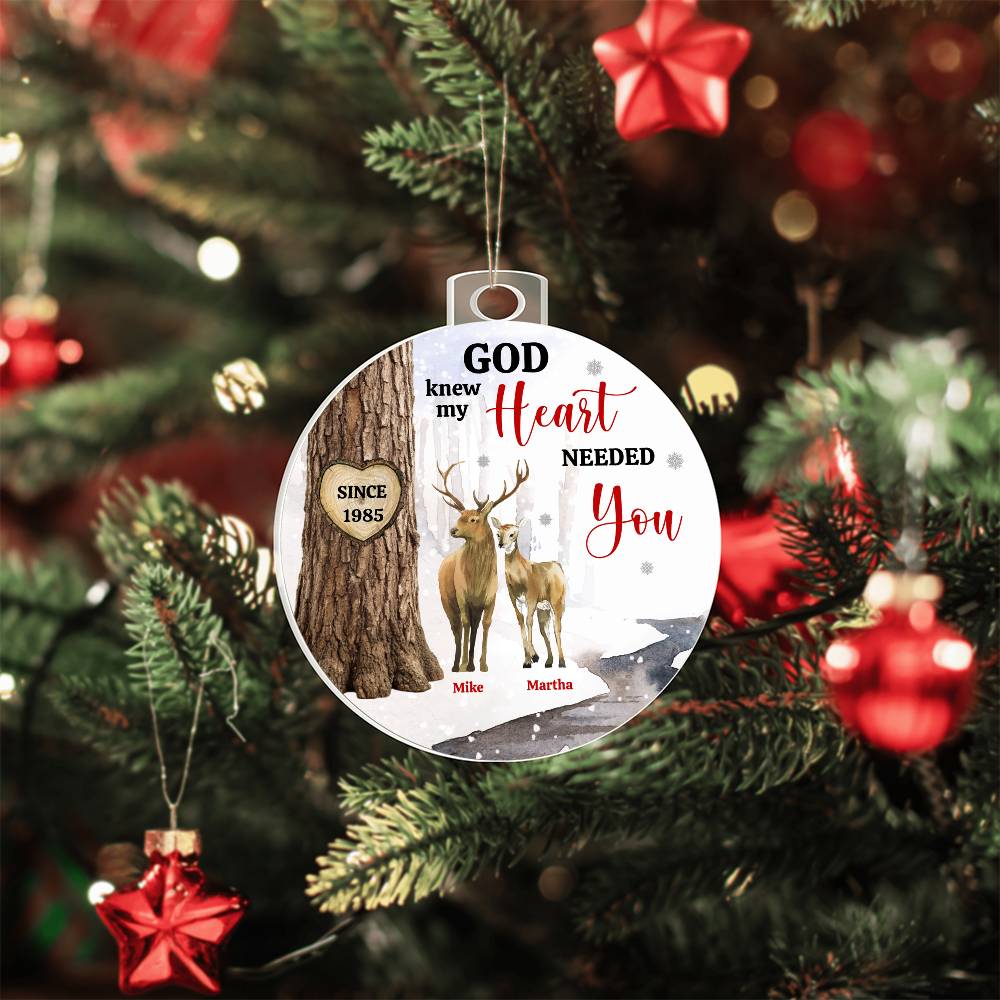 Personalized Deer Couple Ornament, Anniversary Gift for Hunting Couples
