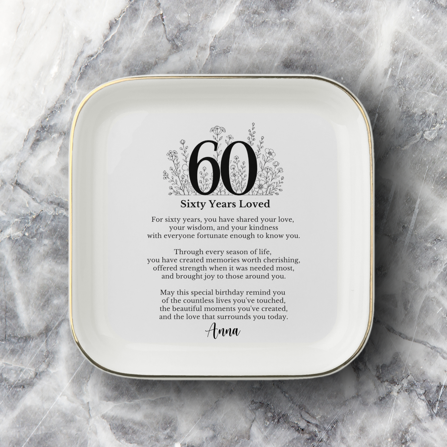 60th Birthday Jewelry Dish