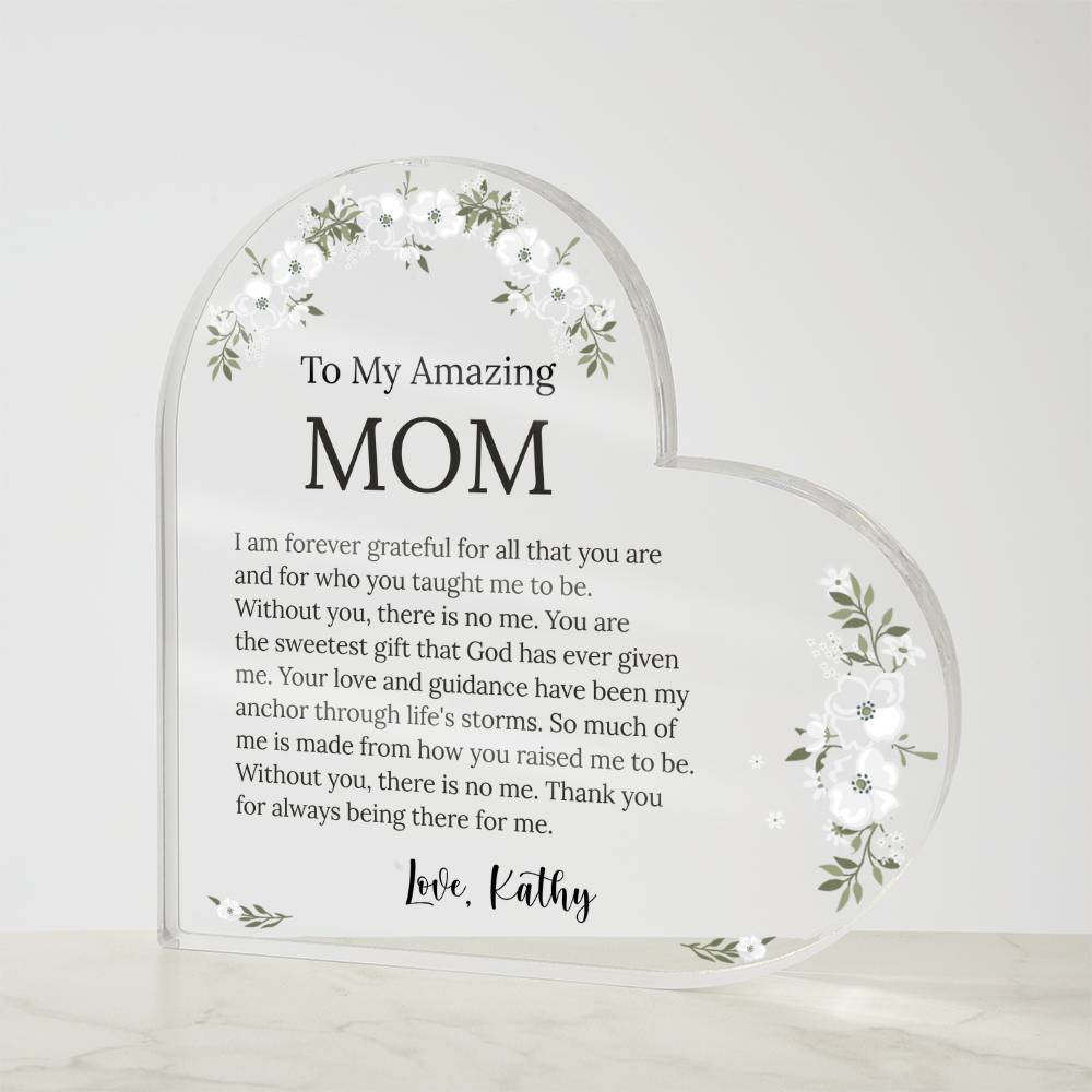 Mom Heart Acrylic Plaque Gift
