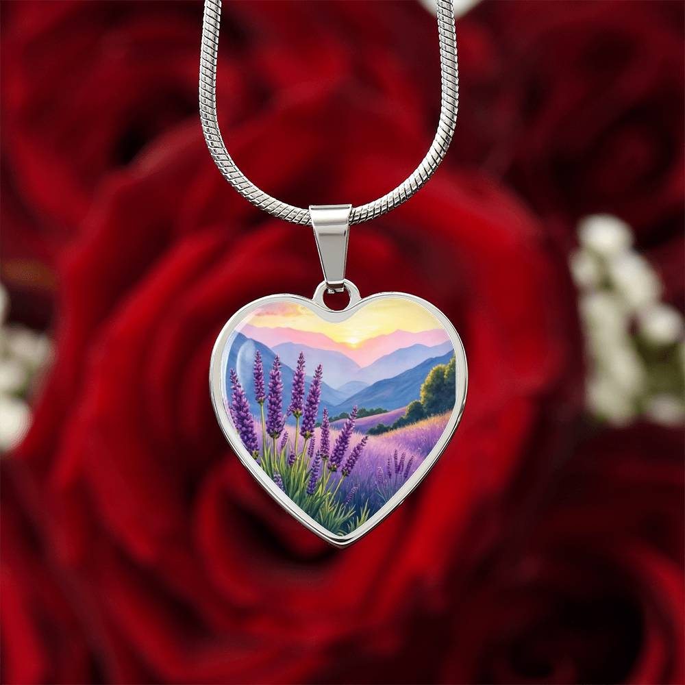 Lavender Field Necklace with Engraving