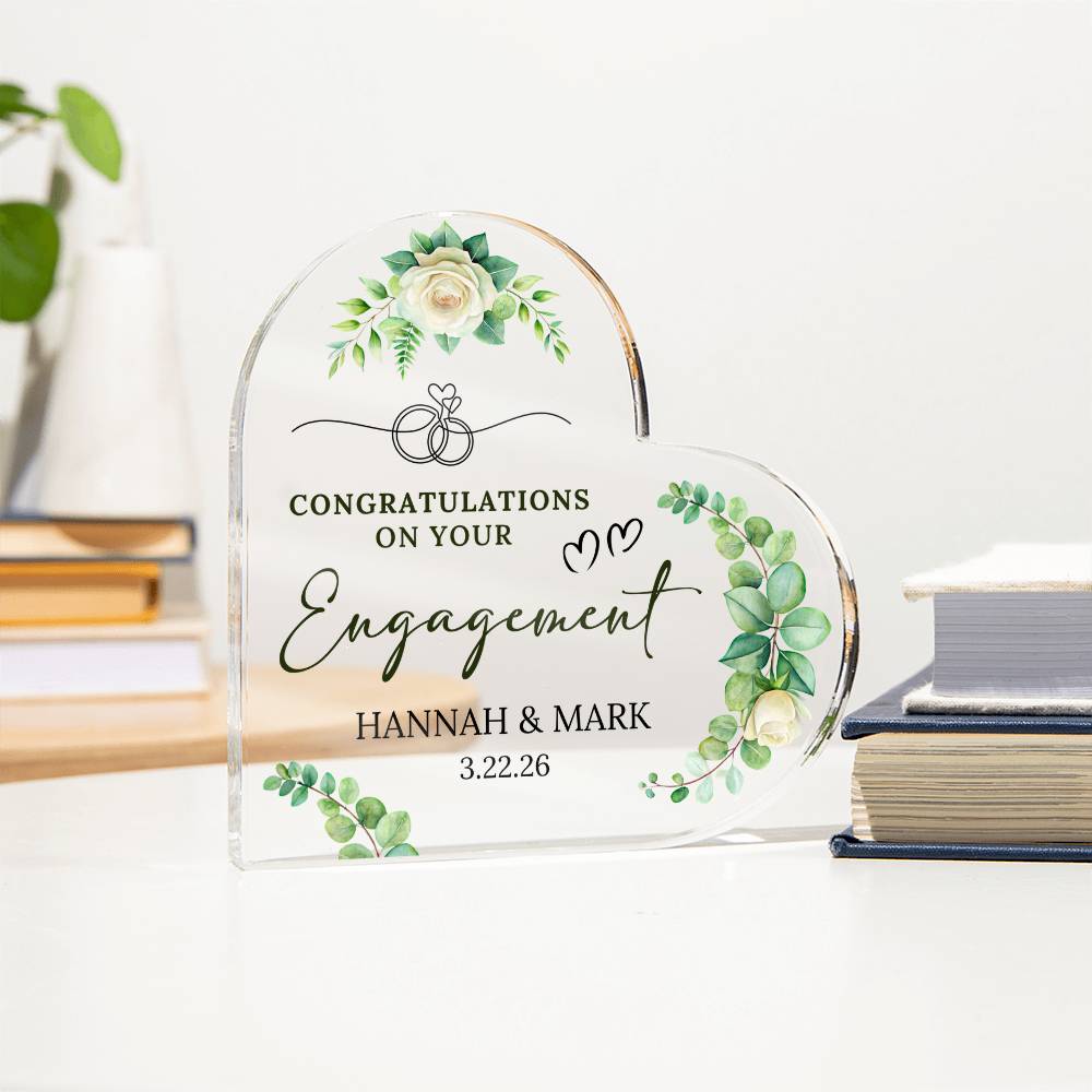 Engagement Gift Acrylic Heart Plaque