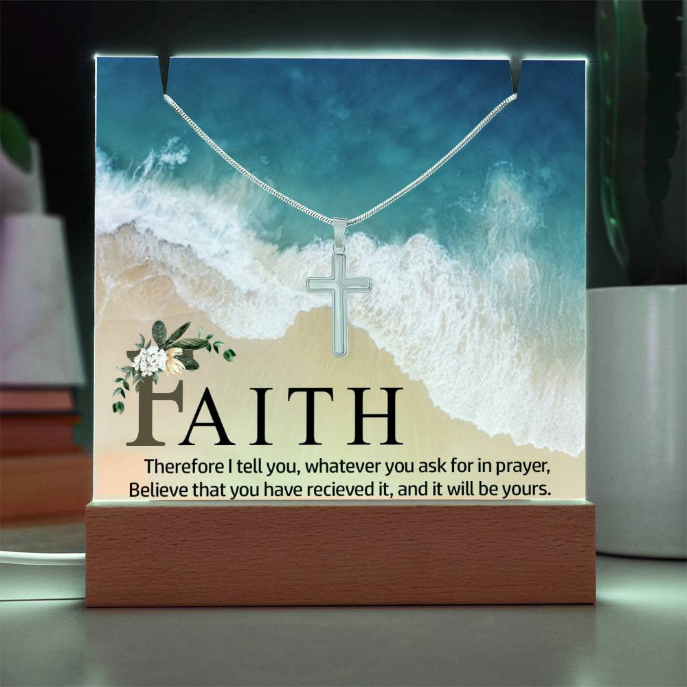 Faith Religious Plaque & Cross Gift Set-[Heartfelt Family Gift]