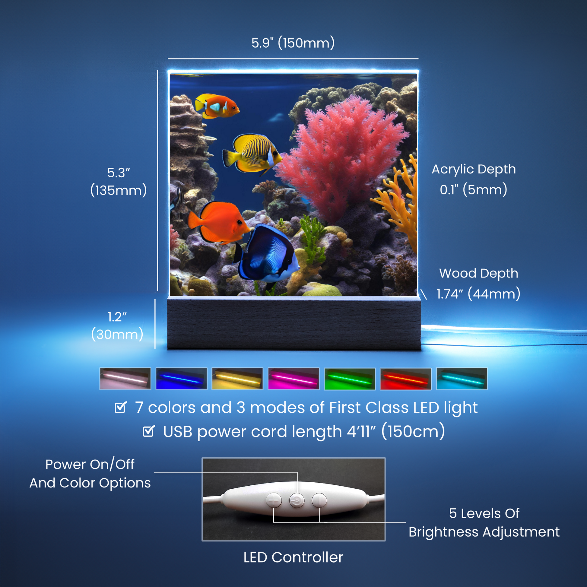 Coral Reef Salt Water Fish Virtual Aquarium Desk Decor Plaque-[Heartfelt Family Gift]