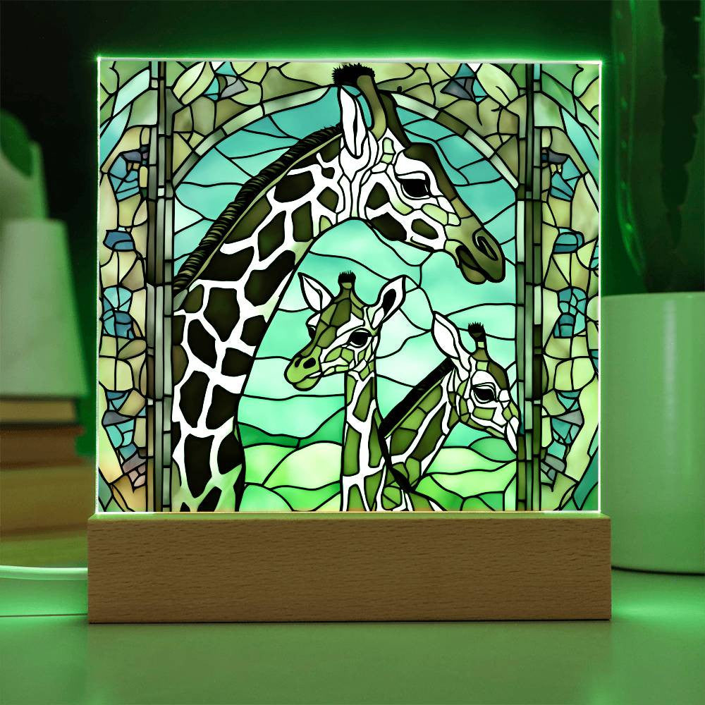Giraffe Family  Acrylic Square Plaque-[Heartfelt Family Gift]
