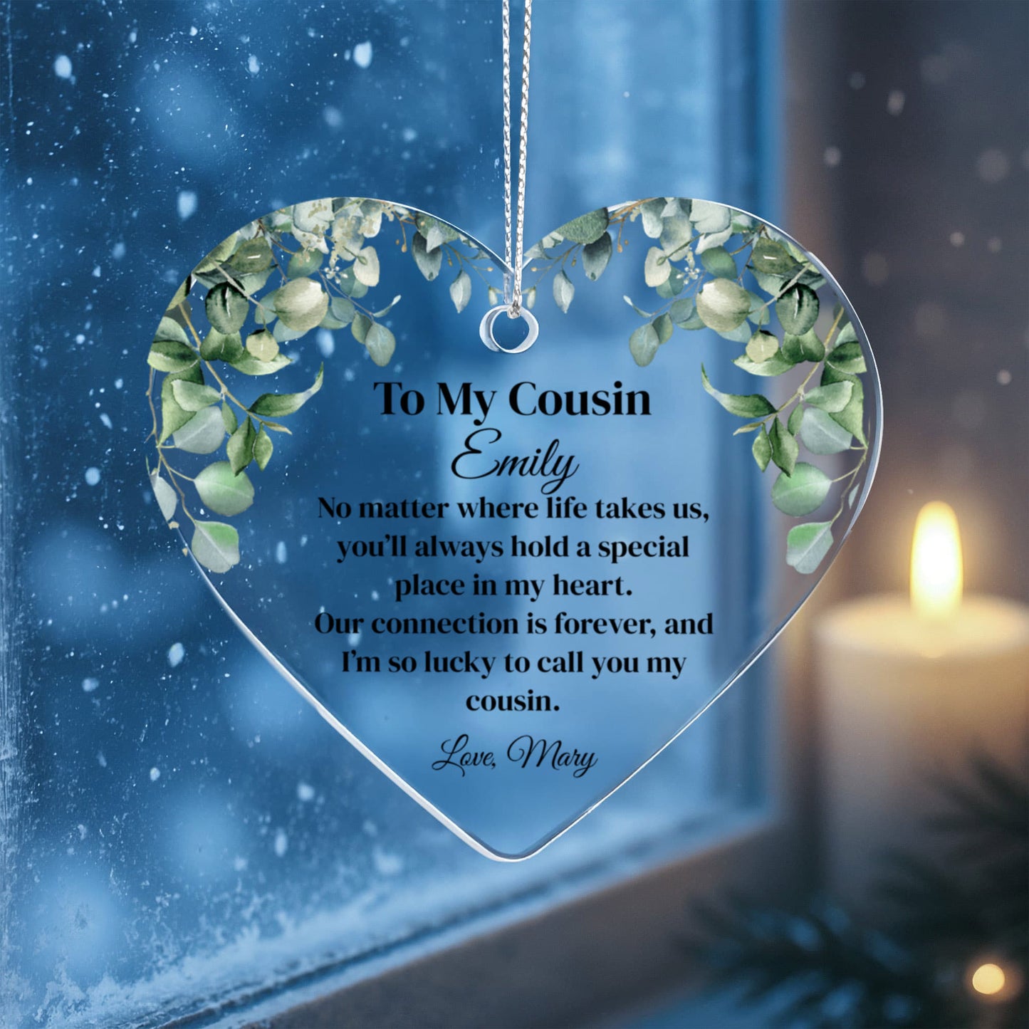 Cousin Acrylic Heart Ornament