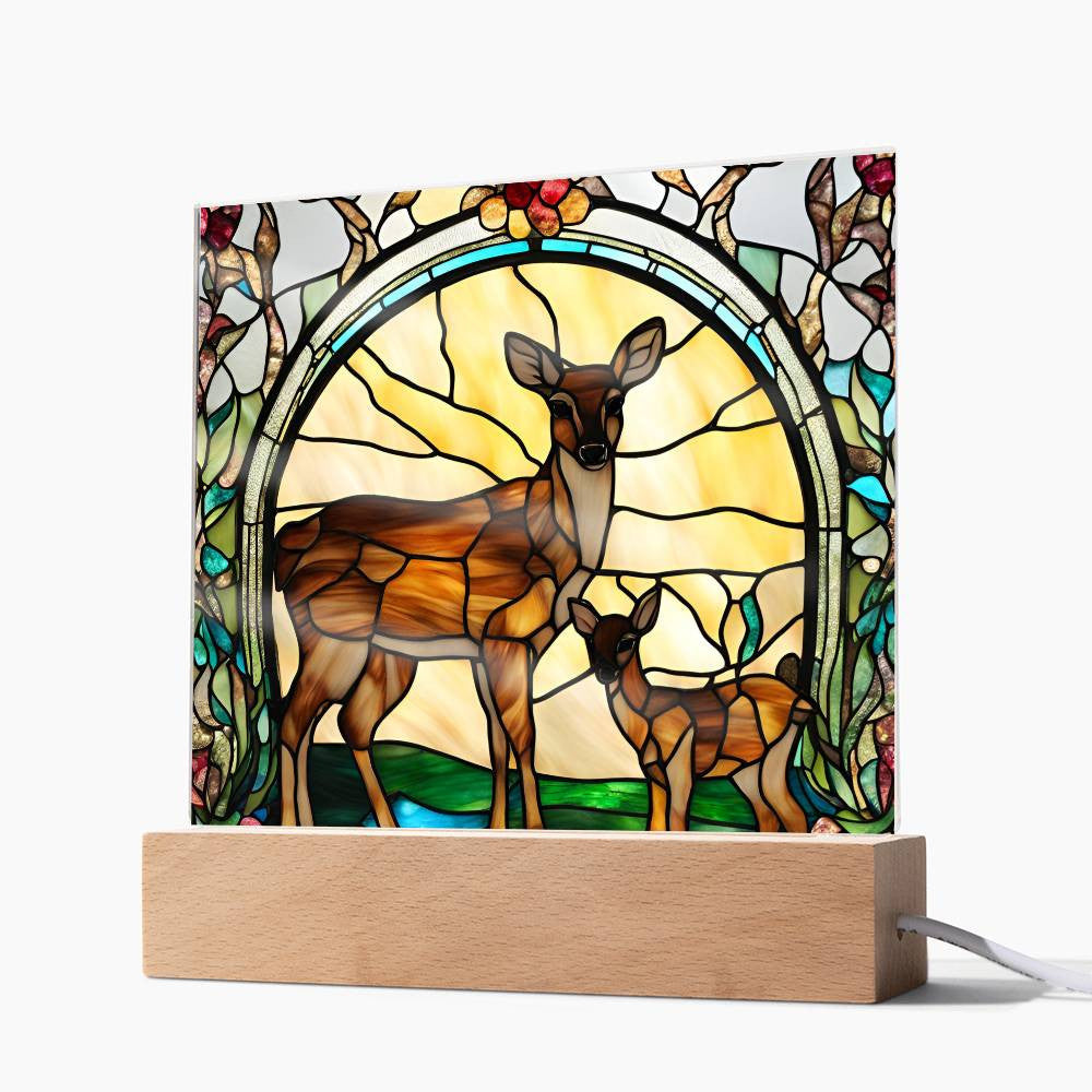 Deer and Foe  Acrylic Square Plaque-[Heartfelt Family Gift]