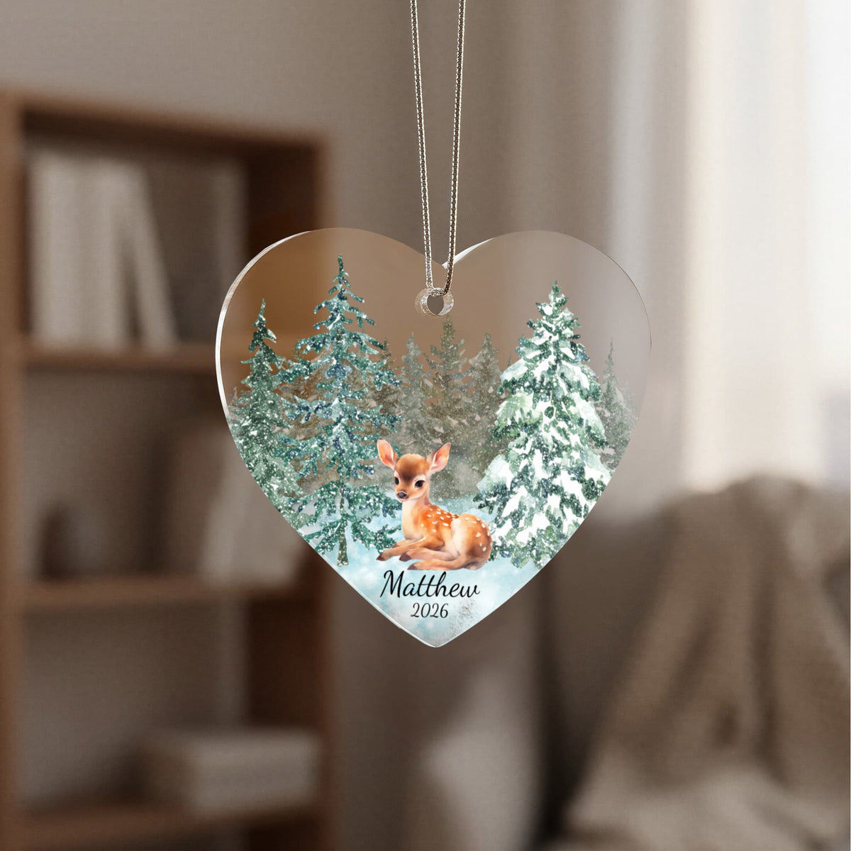 Deer Heart Christmas Ornament for Kids