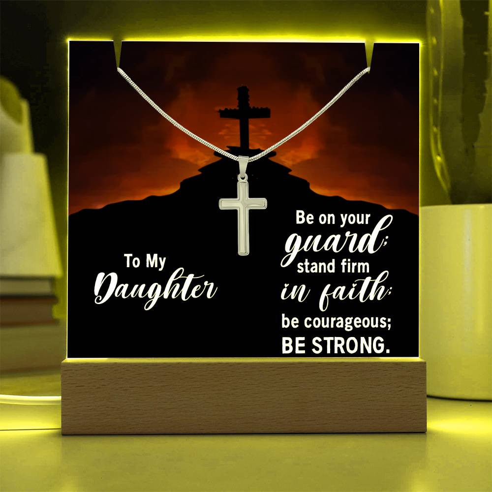 Daughter Stand Firm Religious Plaque & Cross Gift Set-[Heartfelt Family Gift]