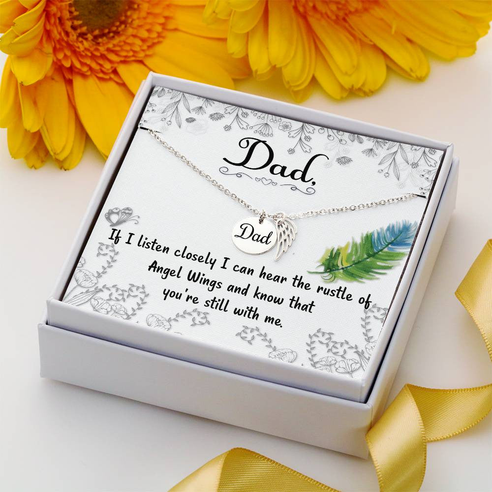 Dad Memorial Necklace Angel Wing Charm-[Heartfelt Family Gift]