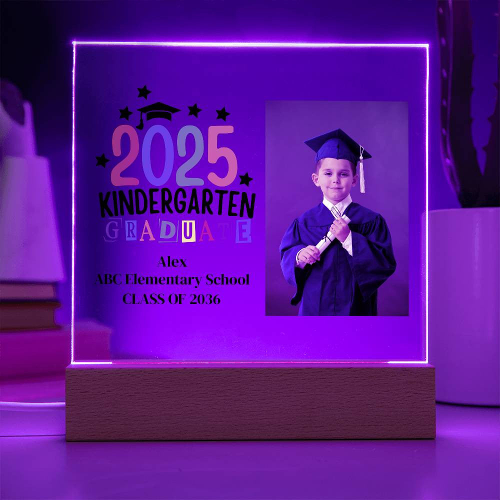 Kindergarten Graduation LED Acrylic Photo Frame Plaque-[Heartfelt Family Gift]